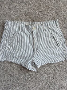 American Eagle Outfitters High-Waist Pinstripe Shorts in White and Navy